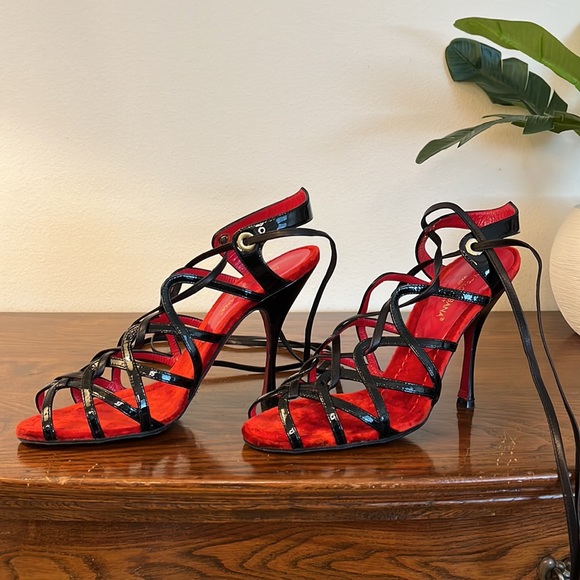 Dolce & Gabbana Ankle Tie Patent Leather Strappy Heels - Picture 5 of 11